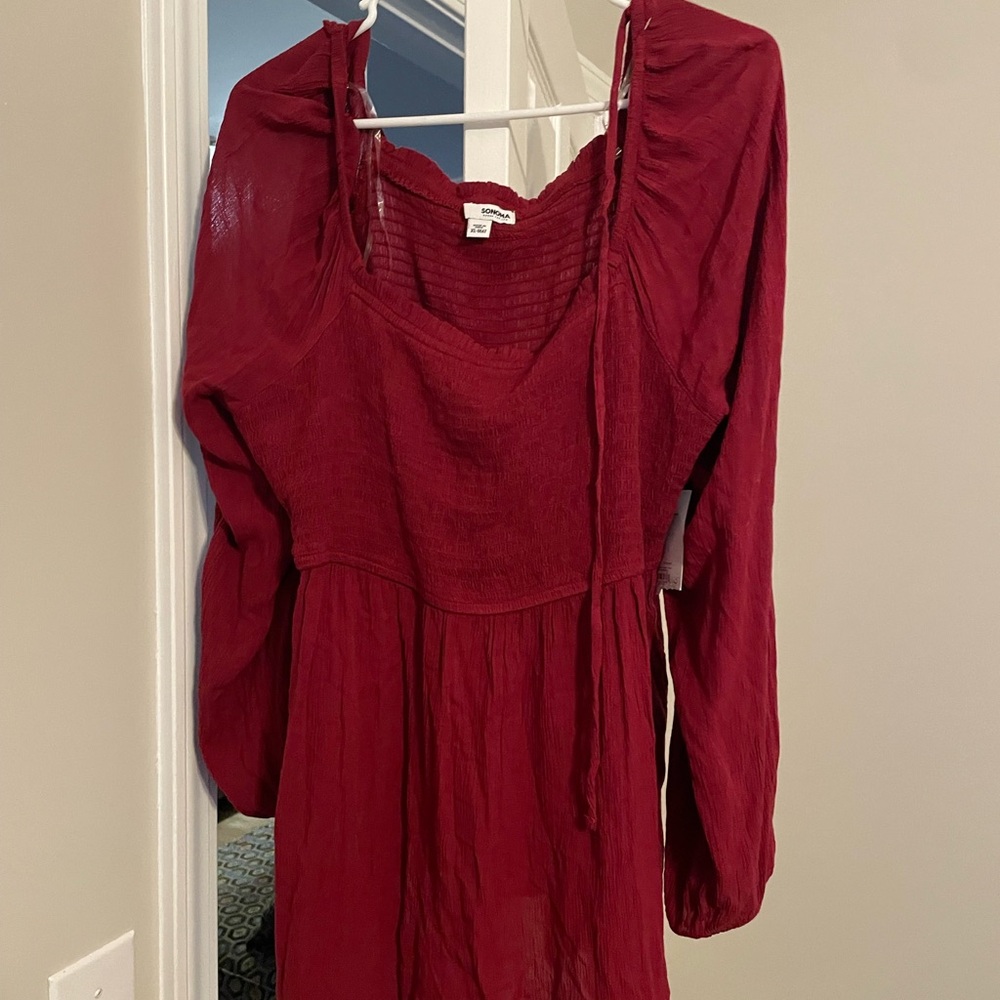 Kohl's Red Wrap Sundress with Square Neckline